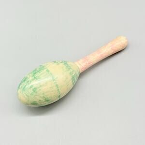 Vintage Maraca Baby Rattle Wooden Musical Percussion Instrument Painted 5"